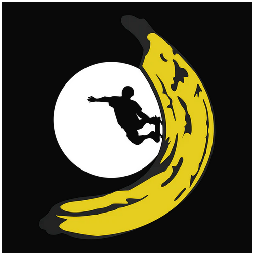 Banana, Crew, Crew Neck, food, hobby, moon, Skateboarding, Skater, Skating, TeeBanana Skater Tee from FineRag.comfinerag.com