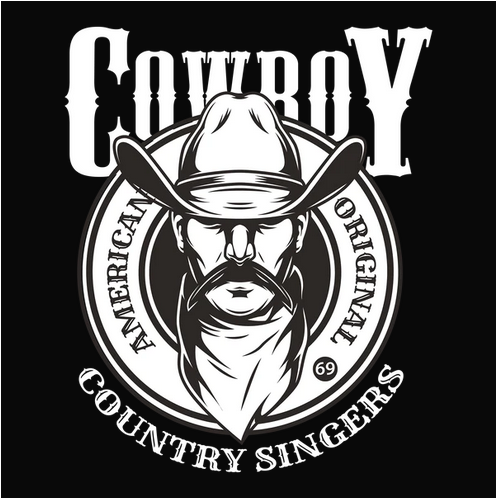 black & white, Country, Cowboy, Cowboy Hat, Crew, Crew Neck, Singers, TeeCowboy Tee from FineRag.comfinerag.com